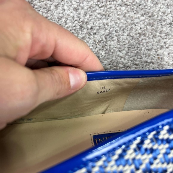 Enzo‎ Angiolini Blue and White Herringbone loafers Size 11S - Picture 5 of 10
